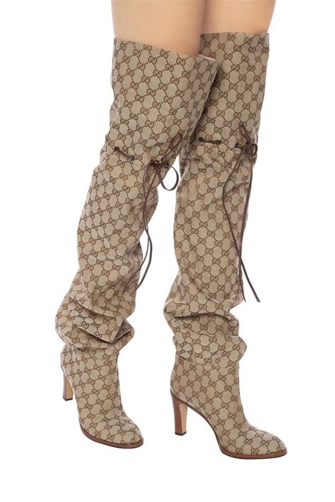 gucci martial arts series boots|Gucci print thigh high boots.